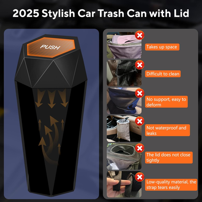 2025 Stylish Car Trash Can with Lid