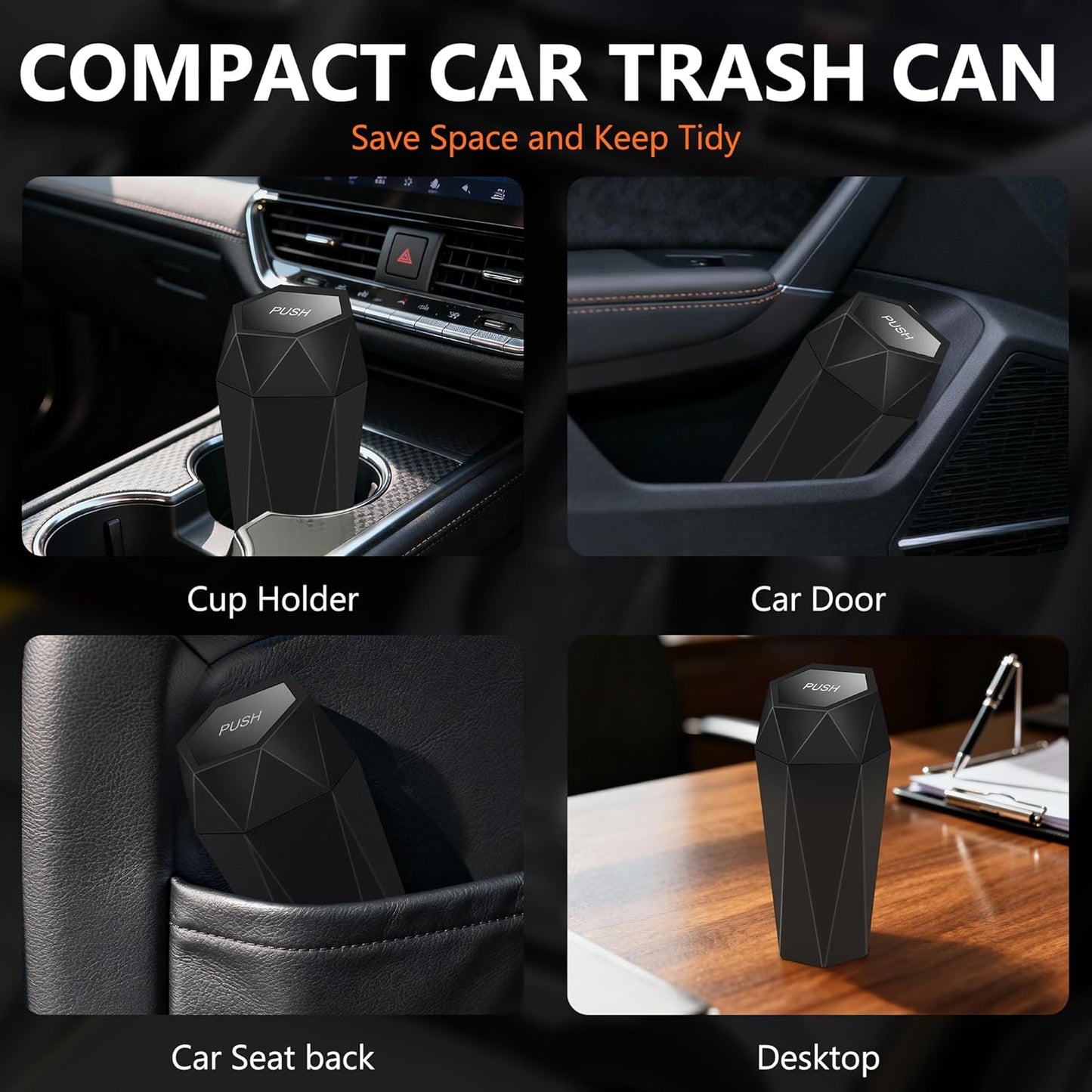 2025 Stylish Car Trash Can with Lid