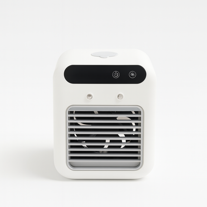 Evivoramx Mini Air Conditioner with front grill and control panel, shown on a white background.