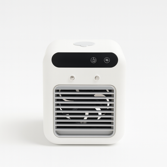 Evivoramx Mini Air Conditioner with front grill and control panel, shown on a white background.