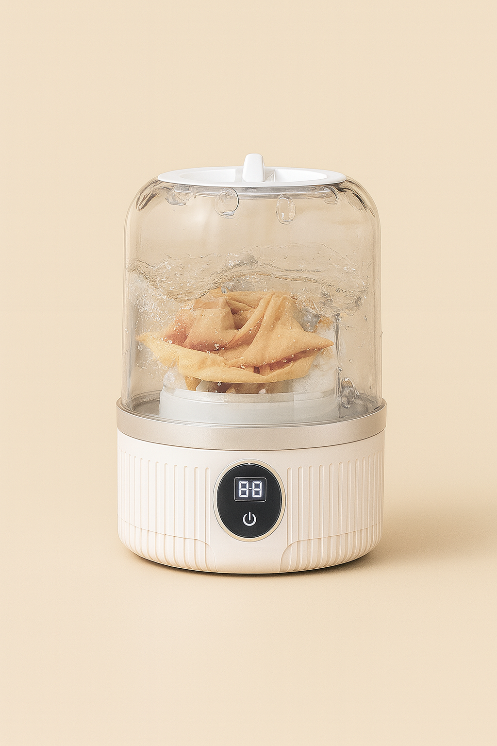 Evivoramx portable underwear washer with transparent lid washing delicate underwear in a compact mini laundry machine.